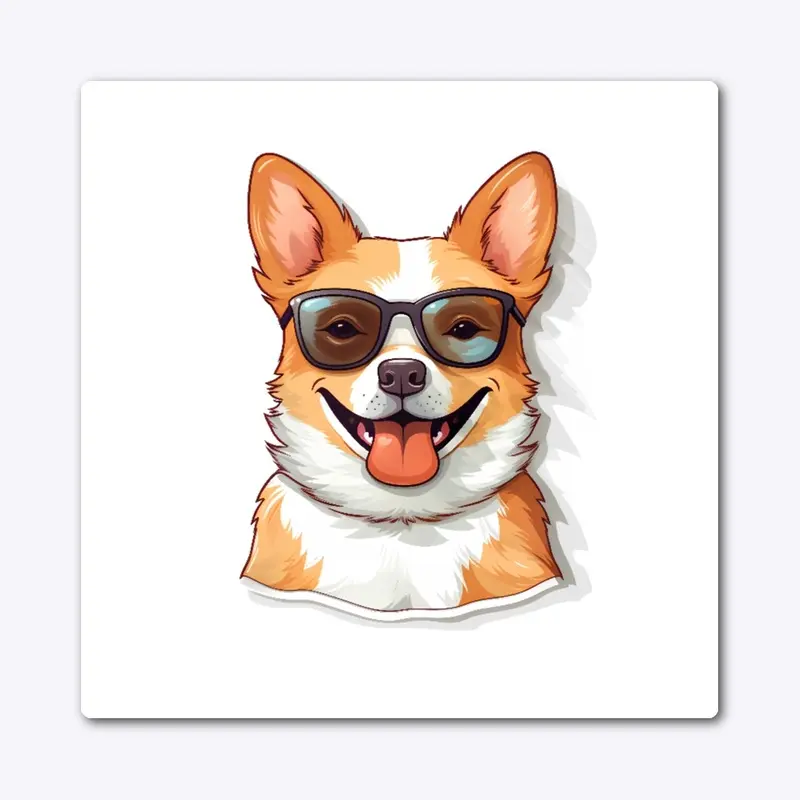 kawaii cute happy dog wearing sunglasses